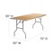 Emma and Oliver 6-Foot Rectangular HEAVY DUTY Birchwood Folding Banquet Table with METAL Edges and Protective Corner Guards